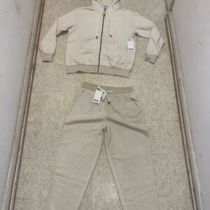Women's Beige Hoodie and Sweatpants Set
